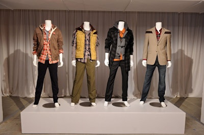 Eight mannequins wore clothing from the Cut & Sew line's fall/winter collection as well as the contemporary menswear brand's best-sellers.