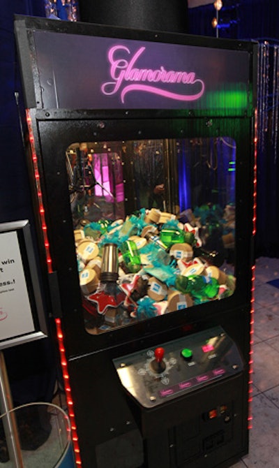 In the American Express lounge, a claw game offered restaurant gift cards as prizes.