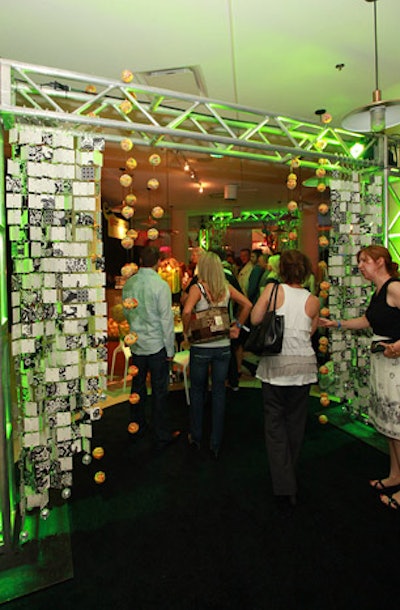At the after-party, Minneapolis-based company Bungalow Six Design created a lounge for sponsor OfficeMax. Hanging balls of rubber bands played into the decor.