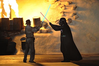 The park staged a one-night-only show entitled Indiana Jones and the Lost Jedi Temple of Doom, which mixed Indiana Jones and Star Wars characters.
