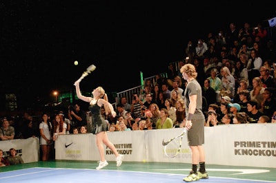 Nadal and his partner, model Bar Refaeli, lost to Victoria Azarenka and her partner, Giants defensive end Justin Lee.