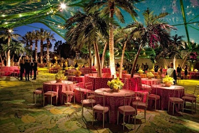 Banana and palm trees up to 30 feet high created a lush jungle atmosphere.