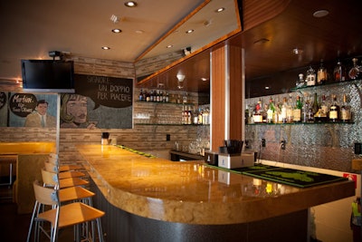 The bar accommodates eight.