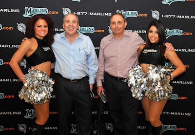 The Marlins Mermaids dance team posed for photos with guests during the cocktail reception.
