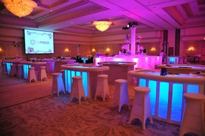 Prager Casino Productions provided all-white gaming tables in the ballroom.