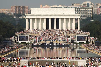 The stage was set at the base of the Lincoln Memorial, which provided a picturesque background for the more than 300,000 attendees.