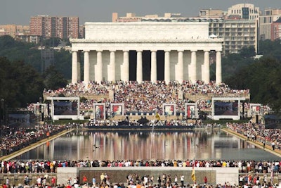The stage was set at the base of the Lincoln Memorial, which provided a picturesque background for the more than 300,000 attendees.