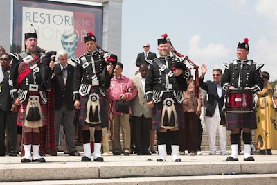 Bagpipers led the crowd in a rendition of 'Amazing Grace.'