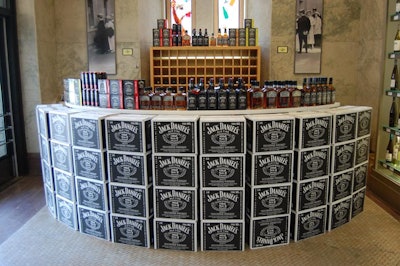 Cases of Jack Daniels created a display inside the Summerhill L.C.B.O.
