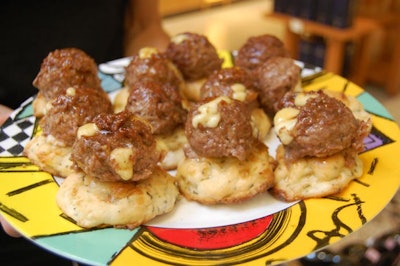 Hors d'oeuvres served at the Summerhill tasting included mini burgers filled with cheese.