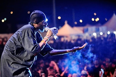 Snoop Dogg performed on the main stage late in the evening.