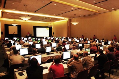 Opnet brought in Rush Computer Rentals to set up 3,000 workstations for use in the training seminars.
