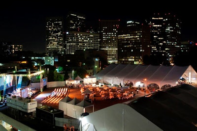 The event took place on top of the parking lot of the old Robinson's May building, behind the Beverly Hilton.