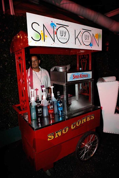 Sponsor UV Vodka offered snow cones from a station at the Marmont party.