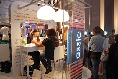 MKG also produced the Essie pop-up salon. The nail polish company offered free manicures to Fashion Week attendees on Friday, September 10, and Wednesday, September 15.