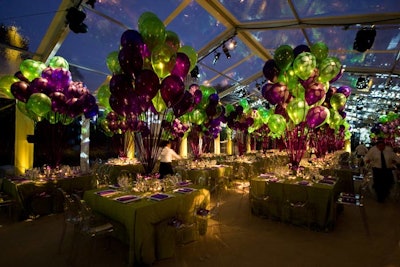 Cloth Connection and BBJ provided linens that matched the purple-and-green color scheme.