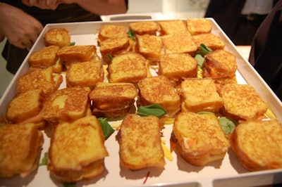 Oliver & Bonacini chef Jamie Meireles, along with a team of 40 cooks, prepared more than 18,000 hors d'oeuvres for the event, including mini smoked salmon and dill-cream-cheese croque monsieur sandwiches.