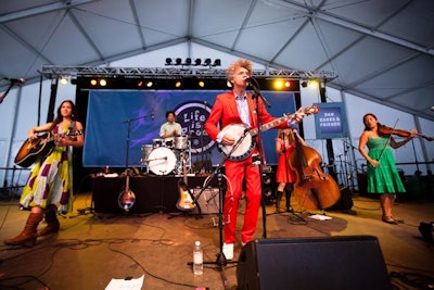 Popular family-friendly performers Dan Zanes & Friends drew a crowd at the Good Kids stage for a Sunday afternoon set.