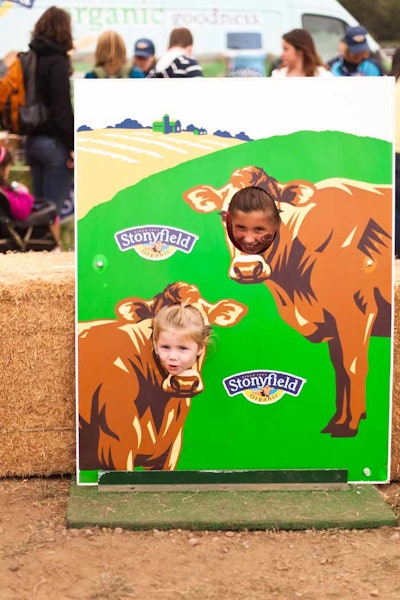 Local yogurt company Stonyfield Farm set up a photo area for kids, as well as a van for guests to sample their organic yogurts.