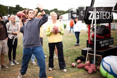 Guests tried their arms at the Football Fling, an activity hosted by Hub International.