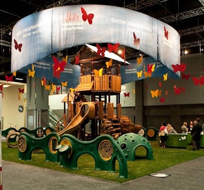 Exhibitors showcased their products with elaborate displays throughout the expo floor.
