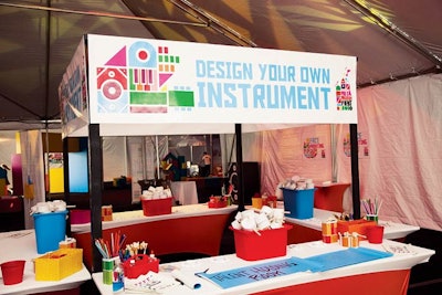 In May, Nickelodeon held its first annual Mega Music Fest in New York. Producers from Fresh Wata set up a station where kids could decorate noisemakers and provided giant pods for trying musical instruments.