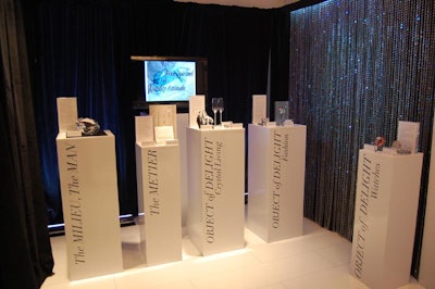 The Swarovski Fashion Suite included displays showcasing a new jewelry collection called Under the Blue, and a series of items depicting the evolution of the brand.