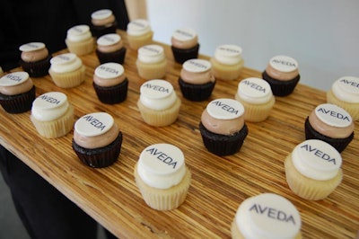 Bobbette & Belle supplied mini cupcakes decorated with the Aveda logo for the opening day of the new Aveda Experience Centre.