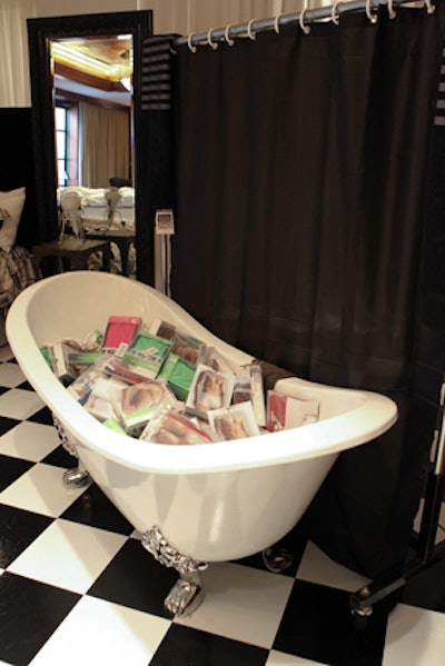Boxes of men's briefs filled a white claw-foot bathtub in the Diesel lounge at the Intercontinental Hotel.