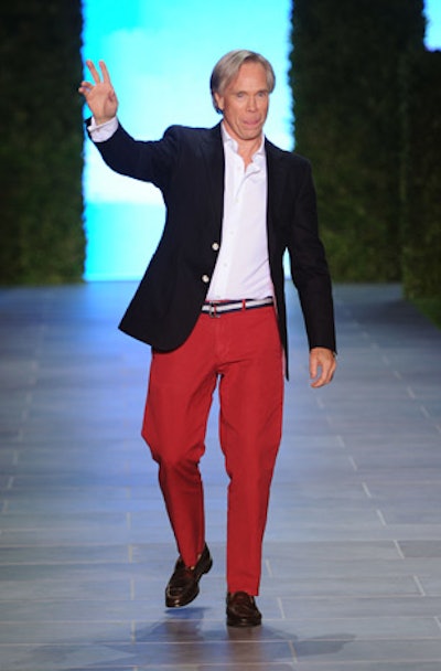 Tommy Hilfiger's 25th anniversary fashion show at the Mercedes-Benz Fashion Week tents at Lincoln Center bore a green topiary backdrop, a motif the designer carried over into the design of his 1,200-person party at the adjacent Metropolitan Opera House.