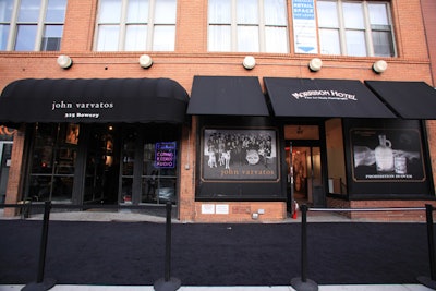 Part of the sidewalk in front of the John Varvatos store on the Bowery was closed off for the designer's 10th anniversary event on Saturday, September 11. This area received the 800 or so guests who, once carded and strapped with wristbands, proceeded into the shop for cocktails and live performances.