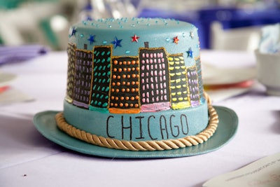 Local teens' decorated hats served as centerpieces.