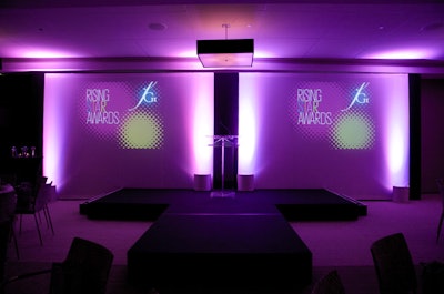 In the ballroom, the stage for the award presentation had a short runway, which models walked to showcase designs for the apparel category.