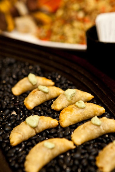 Christafaro's also served empanadas filled with spicy braised chicken with chipotle cream, among other heavy hors d'oeuvres at its three food stations.