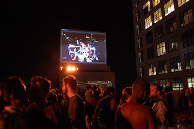 The images from the photo-op area were then projected to a screen on the roof.
