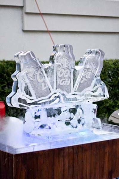 Arctic Ice created a variety of ice sculptures incorporating the brand's logo.