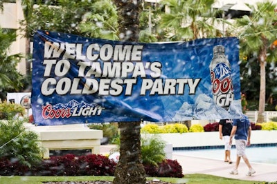 Snow machines were placed throughout the party, including near the entrance.