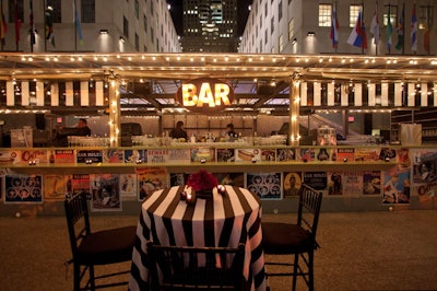 Much like the set decorators for the TV show, Invision Events spent time researching Prohibition-era Atlantic City to create historically appropriate scenery for the New York premiere party. One example of this was the Rink Bar's 40-foot-long bar, which was resurfaced with vintage posters from the storefronts that lined the boardwalk during the 1920s.