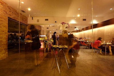 Available for buyout, the sleek restaurant can host receptions for 300.