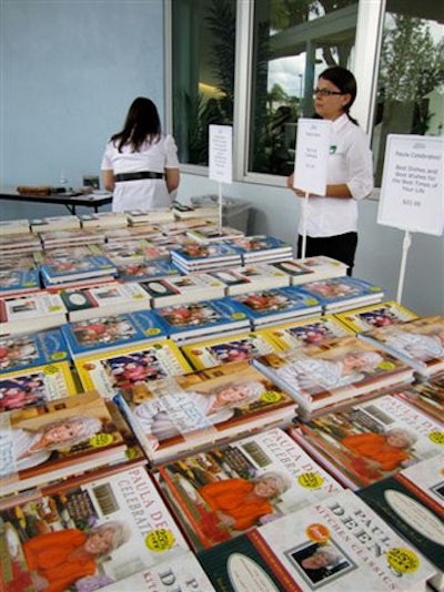 Publix sold various Paula Deen cookbooks during the reception for the chef to sign.