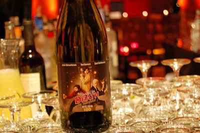 The event's producers added playful details to many areas, such as Bored to Death-branded chardonnay at the bars.