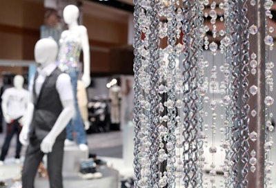 Silver chains accented 10-foot-tall crystal columns.