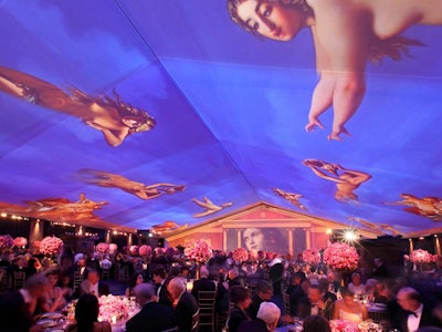 Art from the Resnicks' collection came to life by way of projections under the dinner tent.