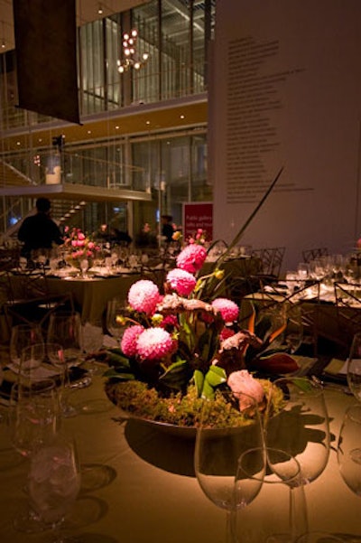 Pink dahlias filled Heffernan Morgan's centerpieces.