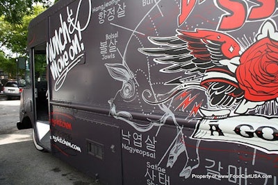 Adam Forman, tattoo artist and cast member of reality TV show LA Ink, designed the graphics on the Dim Ssäm à Gogo truck.