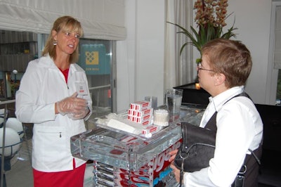 Dental hygienists, stationed at two ice bars, demonstrated how to use Colgate's new Sensitive Pro-Relief toothpaste and invited guests to test the effectiveness of the product by participating in the cold water challenge and drinking a glass of iced water.