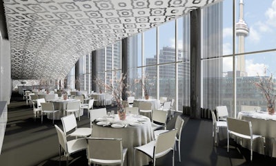 Malaparte, on the sixth floor of TIFF Bell Lightbox, is a private event space set to open in December with 16-foot ceilings, direct access to a rooftop terrace, and seated capacity of 150.