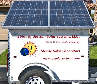 Spirit of the Sun Solar Systems now rents its solar-powered generator.