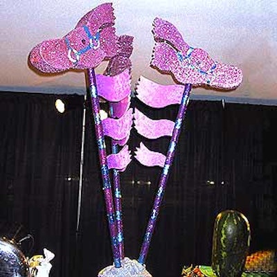 Another spacey decor piece was made with three purple sparkling hobby horses.