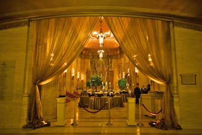 Decorative touches at the opera house included golden drapes flanking the entrance to the lobby.